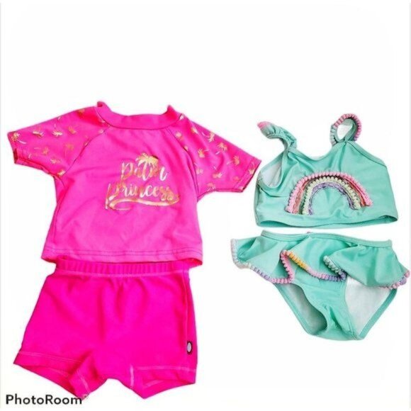 2 Swim Bathing Suits Girls 2 T Toddler 2 Piece INFANT YOUTH - Picture 1 of 13